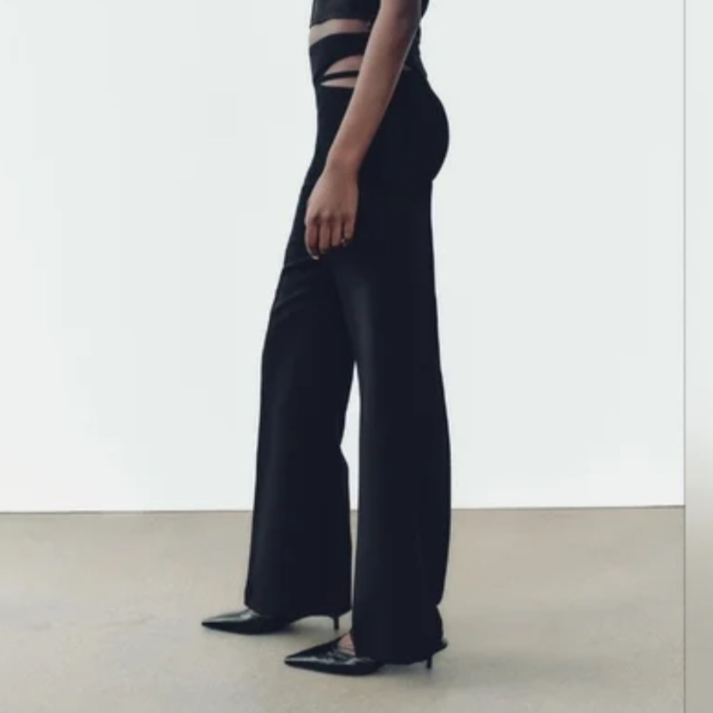 Zara Black Cut Out Flare Women's Pants